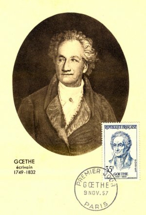 Postal máximo sobre Goethe, em Paris